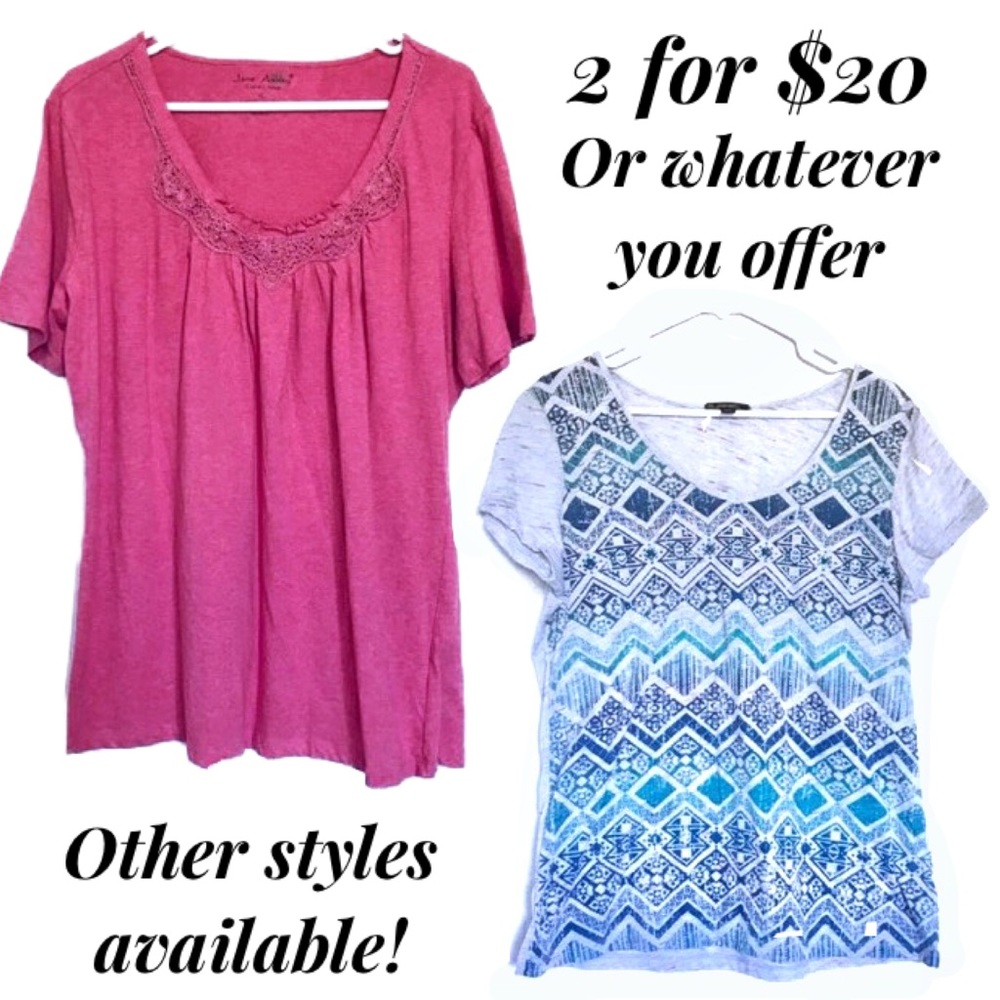 Bundle of Two XL Short Sleeve Tops. Both Like New